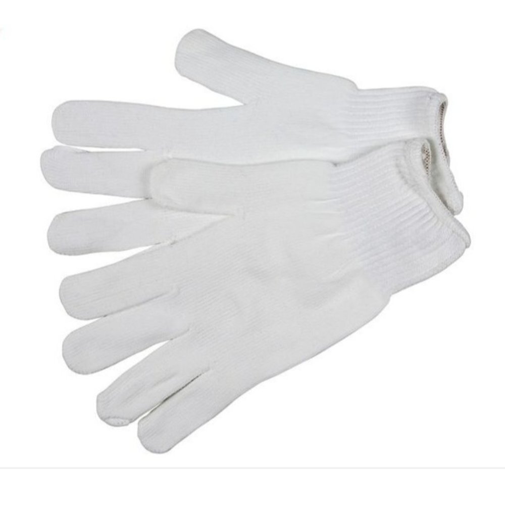 NWT MCR Safety 9630M Strings Knit Gloves - 10 Gauge Stretch Nylon - Hemmed White